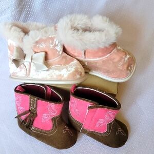 Pink and Brown Boots Set for Infants